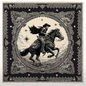 🖤 Western Cowboy Print Square Scarf / Bandana